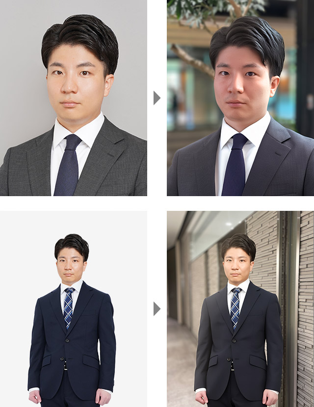 外背景合成例（男性の場合）